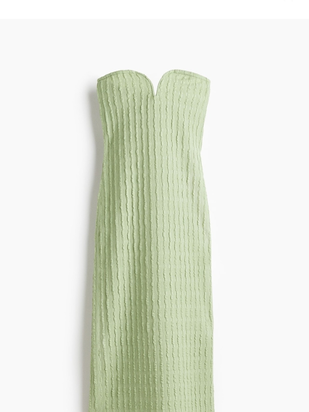 H&M Strapless Textured Maxi Dress - Light Green